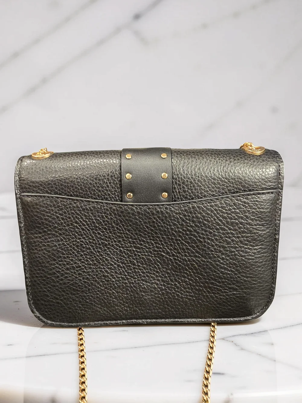 Coach Georgie Crossbody Bag with Rivets Black Leather GUC